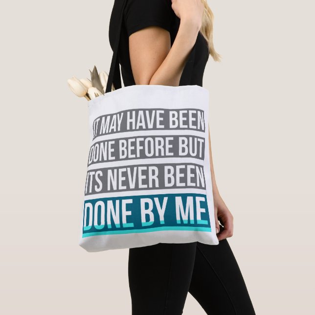 Har aldrig gjorts av mig i tote Bag Tygkasse (Närbild)