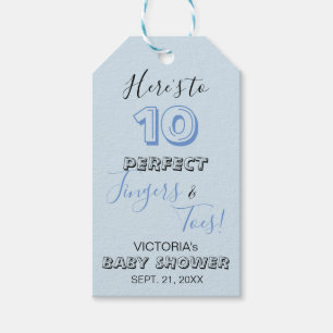 "Här är 10 Perfekters Finger & Toes' babystövel Presentetikett