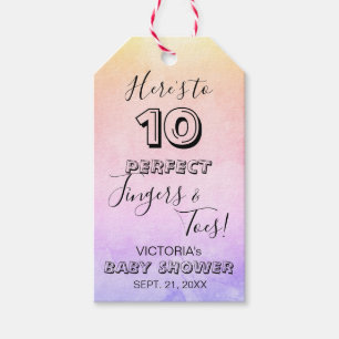 "Här är 10 Perfekters Finger & Toes' babystövel Presentetikett