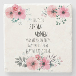 Här är Blommigten Strong Women Quote Watercolor Stenunderlägg