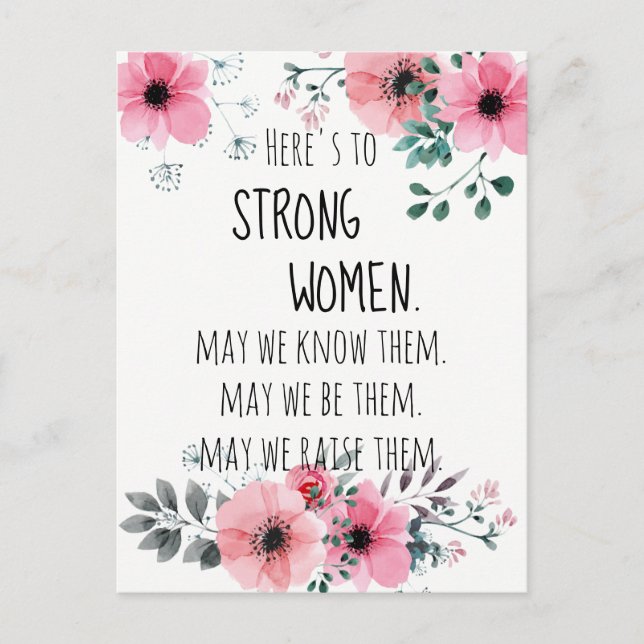 Här är Blommigten Strong Women Watercolor Vykort (Framsida)