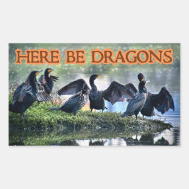 Här är Dragons Cormorants Rektangulärt Klistermärke