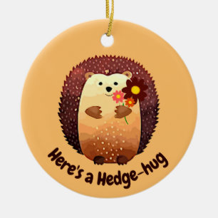 Här är en Hedgehug Cute Hedgehog Animal Roligt Quo Julgransprydnad Keramik