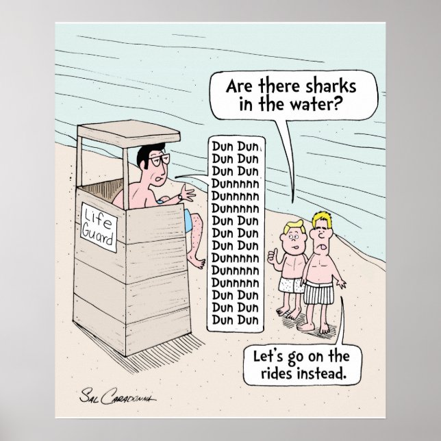 Här är en lustig strand poster av Sal Caradonna (Framsidan)