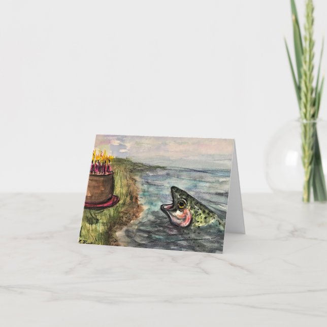 Här är Fiske i Grattis på födelsedagen Tack Kort (Framsida)