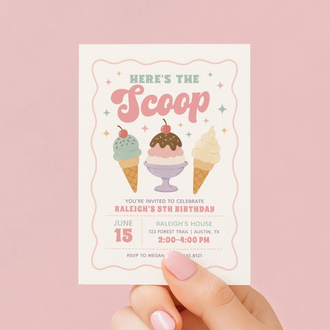 Här är Ice Cream Födelsedagsglass Inbjudningar (Skapare uppladdad)