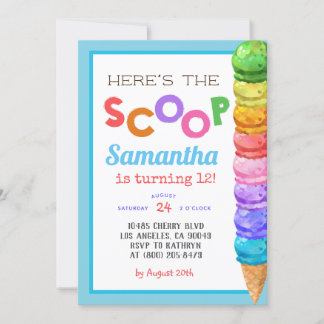 Här är inbjudan till Scoop Ice Cream Birthday