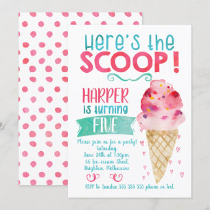 Här är inbjudan till Scoop Ice Cream Birthday
