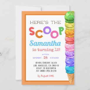 Här är inbjudan till Scoop Ice Cream Birthday