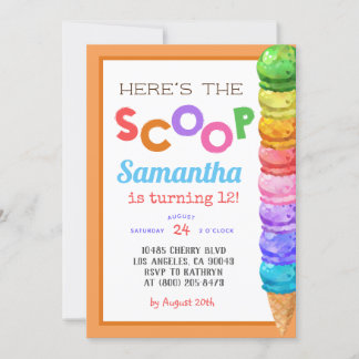 Här är inbjudan till Scoop Ice Cream Birthday