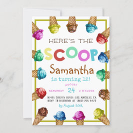 Här är inbjudan till Scoop Ice Cream Birthday