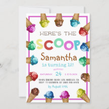 Här är inbjudan till Scoop Ice Cream Birthday