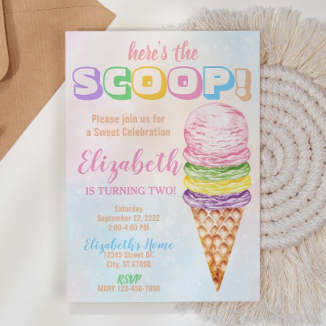 Här är inbjudan till Scoop Ice Cream Birthday (Skapare uppladdad)