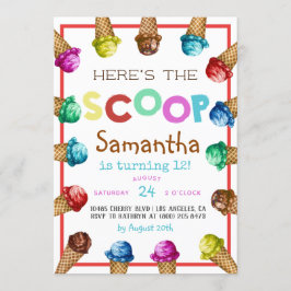 Här är inbjudan till Scoop Ice Cream Birthday