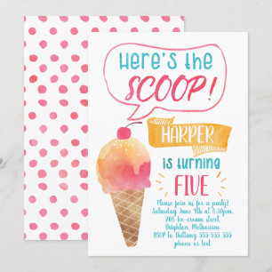 Här är inbjudan till Scoop Ice-Cream födelsedag