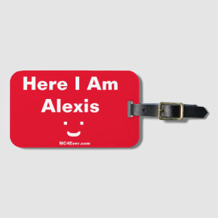 Här är jag Alexis Red Smile Luggage Tag Bagagebricka