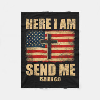 Här är jag Sänd mig Jesaja 6_8 Amerikansk Flagga K Fleecefilt