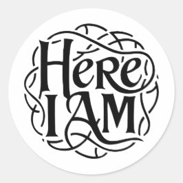 Här är jag satt runt klistermärke