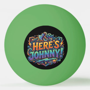 Här är Johnny! – Klassisk T-Shirt med slagordsgraf Pingisboll