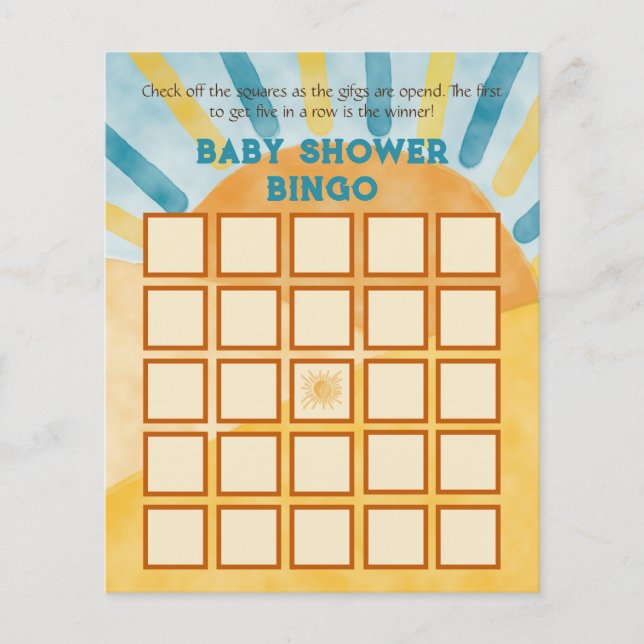 Här är Kom Blue Ray Sunshine Baby Shower Bingo Gam (Framsida)