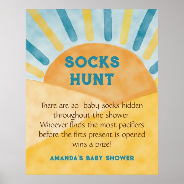 Här är Kom Blue Rays Sunshine Baby Shower Hunt Gam Poster (Framsidan)