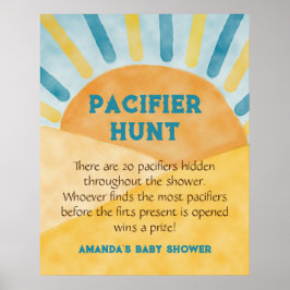 Här är Kom Blue Sunshine Baby Shower Roligt Hunt G Poster