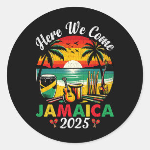 Här är Kom Jamaica 2025 Girls Resa Family Summer Runt Klistermärke