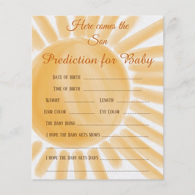 Här är Kom Son Ray Baby Shower Baby Predence Game (Framsida)