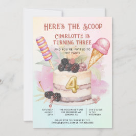 Här är Scoop 4e födelsedagen Ice Cream Party Inbjudningar