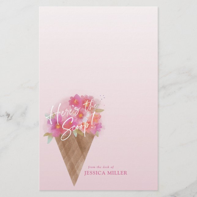 Här är Scoop Blommigt Ice Cone Stationery Brevpapper (Framsida)