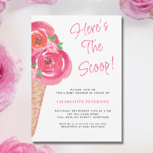 Här är Scoop Girls Baby Shower Inbjudningar