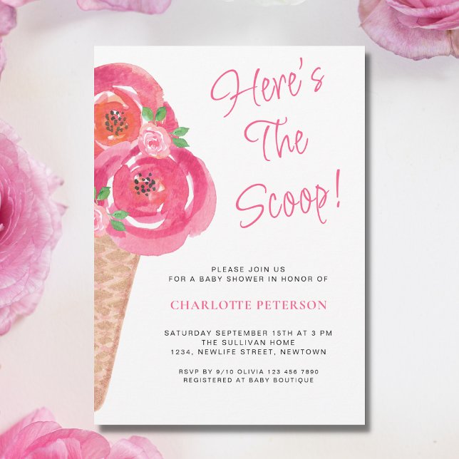 Här är Scoop Girls Baby Shower Inbjudningar (Skapare uppladdad)