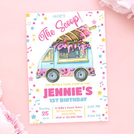 Här är Scoop Girls Ice Cream 1:a födelsedagen Inbjudningar