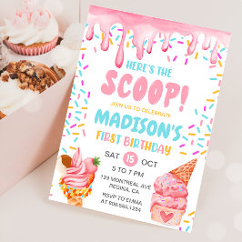 Här är Scoop Girls Ice Cream 1:a födelsedagen Inbjudningar