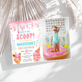 Här är Scoop Girls Ice Cream 1:a födelsedagen Inbjudningar