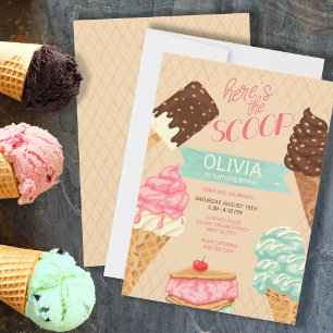 Här är Scoop Girls Ice Cream Birthday Inbjudningar