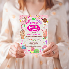 Här är Scoop Ice Cream 2:a födelsedagen Party Inbjudningar