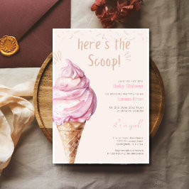 Här är Scoop Ice Cream Baby Shower Girl Inbjudningar