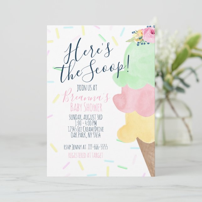 Här är Scoop Ice Cream Baby Shower Inbjudningar (Stående Fram)