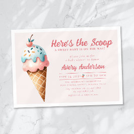 Här är Scoop Ice Cream Baby Shower Inbjudningar