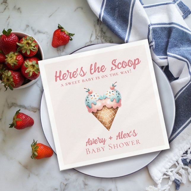 Här är Scoop Ice Cream Baby Shower Pappersservett (Skapare uppladdad)
