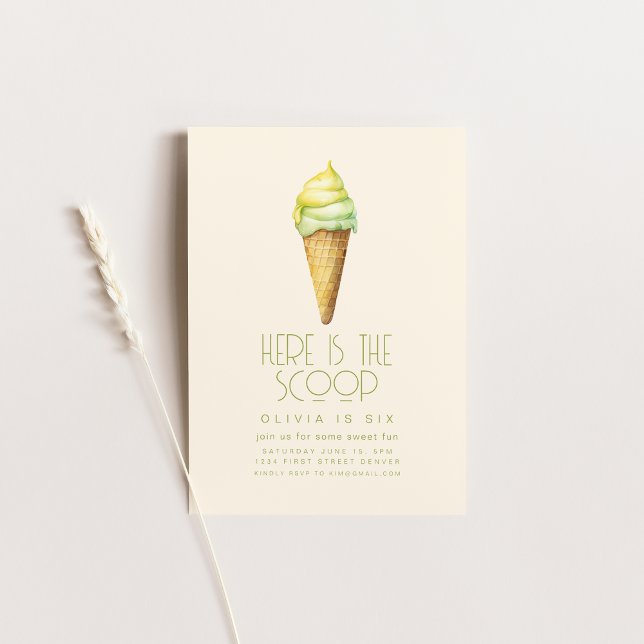 Här är Scoop Ice Cream Birthday Inbjudan (Skapare uppladdad)