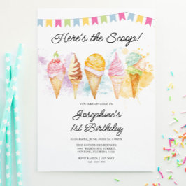 Här är Scoop Ice Cream Birthday Inbjudningar