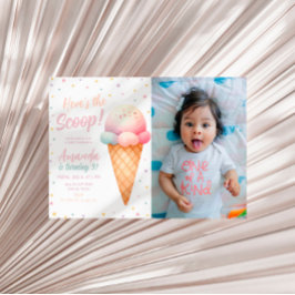 Här är Scoop Ice Cream Birthday Photo Inbjudningar