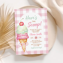 Här är Scoop Ice Cream Bow Baby Shower Inbjudningar