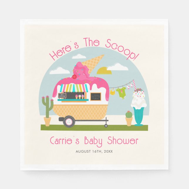 Här är Scoop Ice Cream Camper Girl Baby Shower Pappersservett (Framsidan)