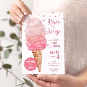 Här är Scoop Ice Cream Födelsedagsfest Inbjudan