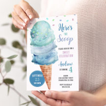 Här är Scoop Ice Cream Födelsedagsfest Inbjudan
