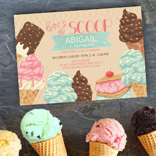Här är Scoop Ice Cream-Födelsedagsfesten Inbjudningar