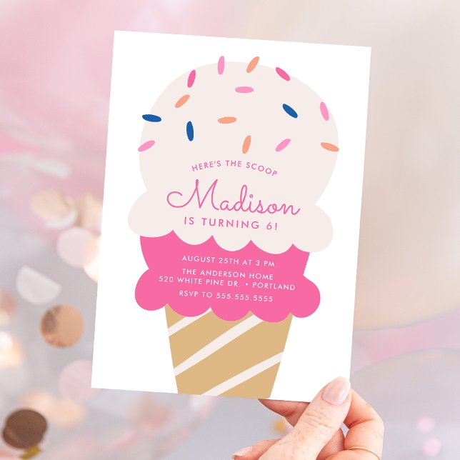 Här är Scoop Ice Cream-Födelsedagsfesten Inbjudningar (Skapare uppladdad)